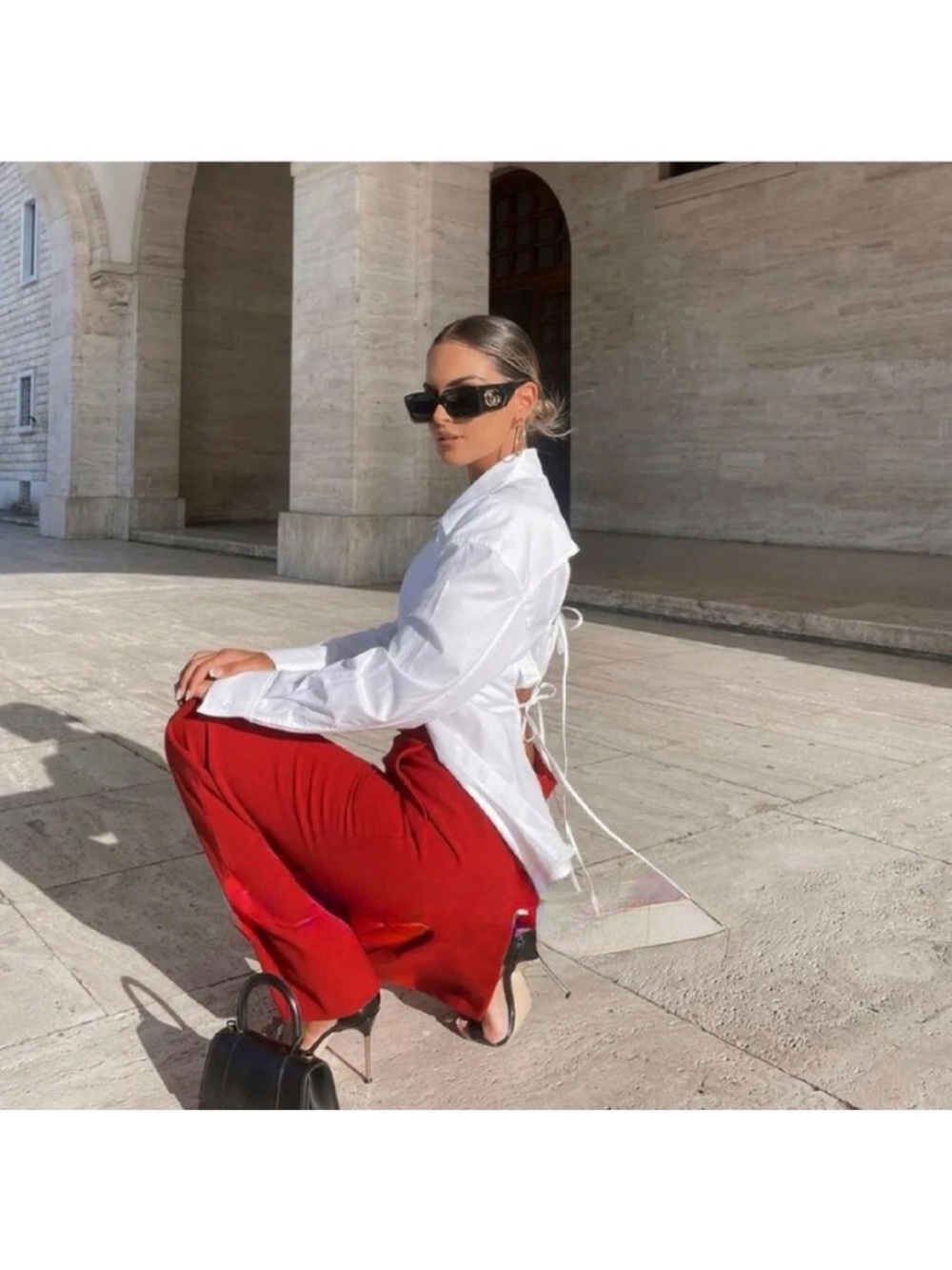 Zara Red Wide-Leg Pants